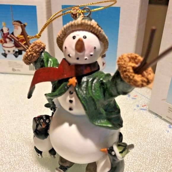 NEW Set of 3 Pacific Enterprises Christmas Tree Ornaments Snowmen Santa Penguins - Picture 7 of 12